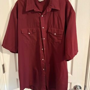 Classic Men's Short-Sleeve Western Snap Shirt - Burgundy